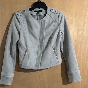 NWT White House Black Market Women's Gray Faux Suede Jacket